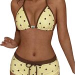 Women Polka Dots 2 Piece Swimsuit Triangle Halter Bikini Set Boyshorts Bathing Suit