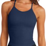 Women's Seamless Long Sports Vest Bra with Thin Straps