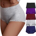 Women Cotton Underwear Ladies Soft Stretch Tummy Control Comfy No Muffin Panties Boyshorts